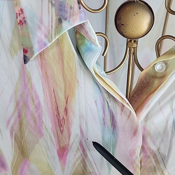 Peter Nygard Size 12 Sheer Chiffon Shacket - Picture 8 of 10